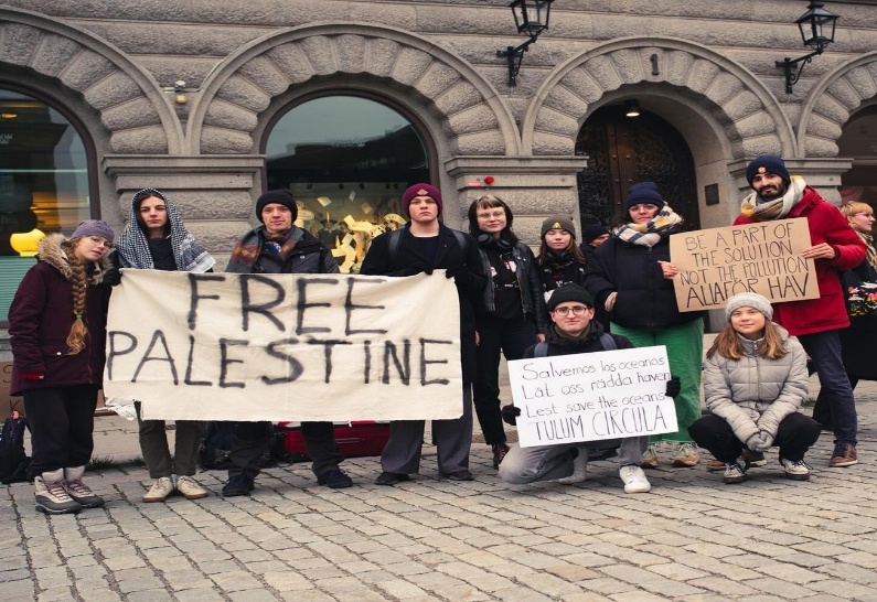 Greta Thunberg at a joint Palestine/Climate change protest (Instagram @gretathunberg)